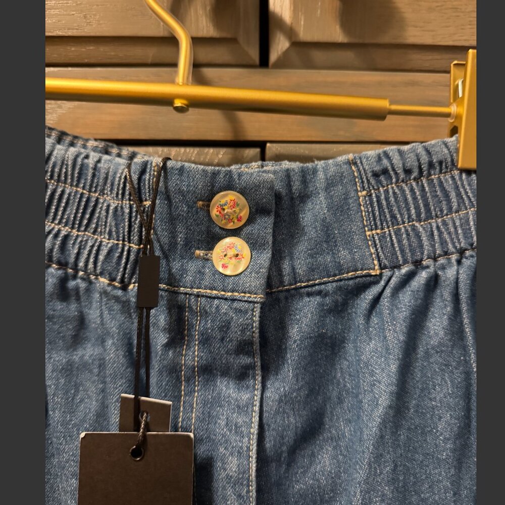 HUNTER BELL High Waist Denim Blue Shorts - Picture 4 of 7